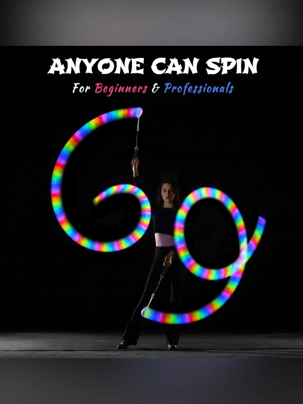 Set of swirled teardrop LED Poi balls - glowing flow arts